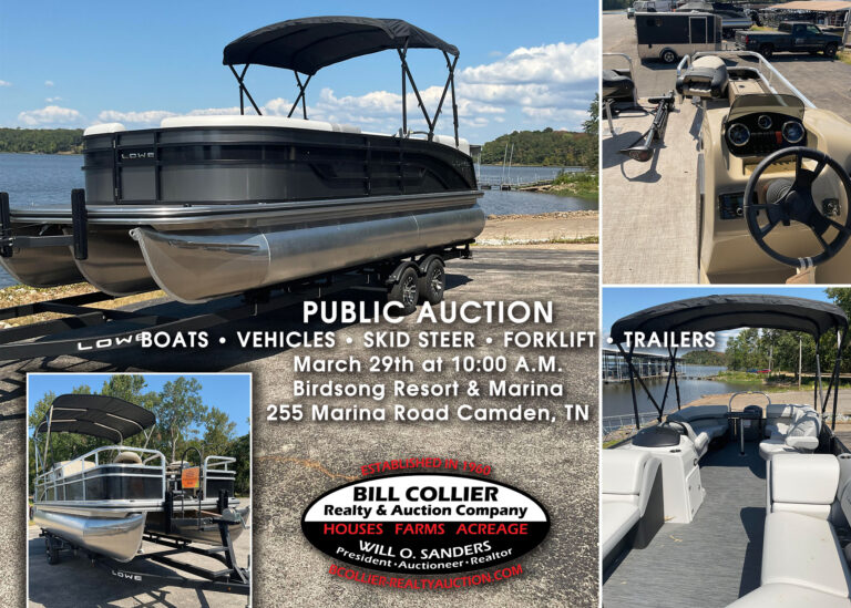 PUBLIC AUCTION BOATS • VEHICLES • SKID STEER • FORKLIFT • TRAILERS (March 29th at 10:00 A.M.)